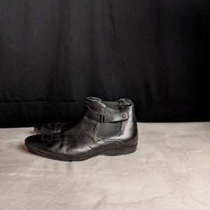HUGO BOSS black leather ankle boot shoe